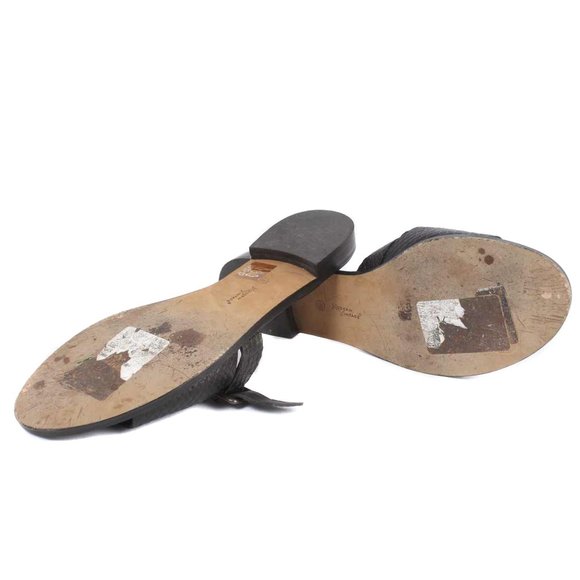 🍍MODERN VINTAGE Black Croc Embossed Slide Sandals - Picture 5 of 8